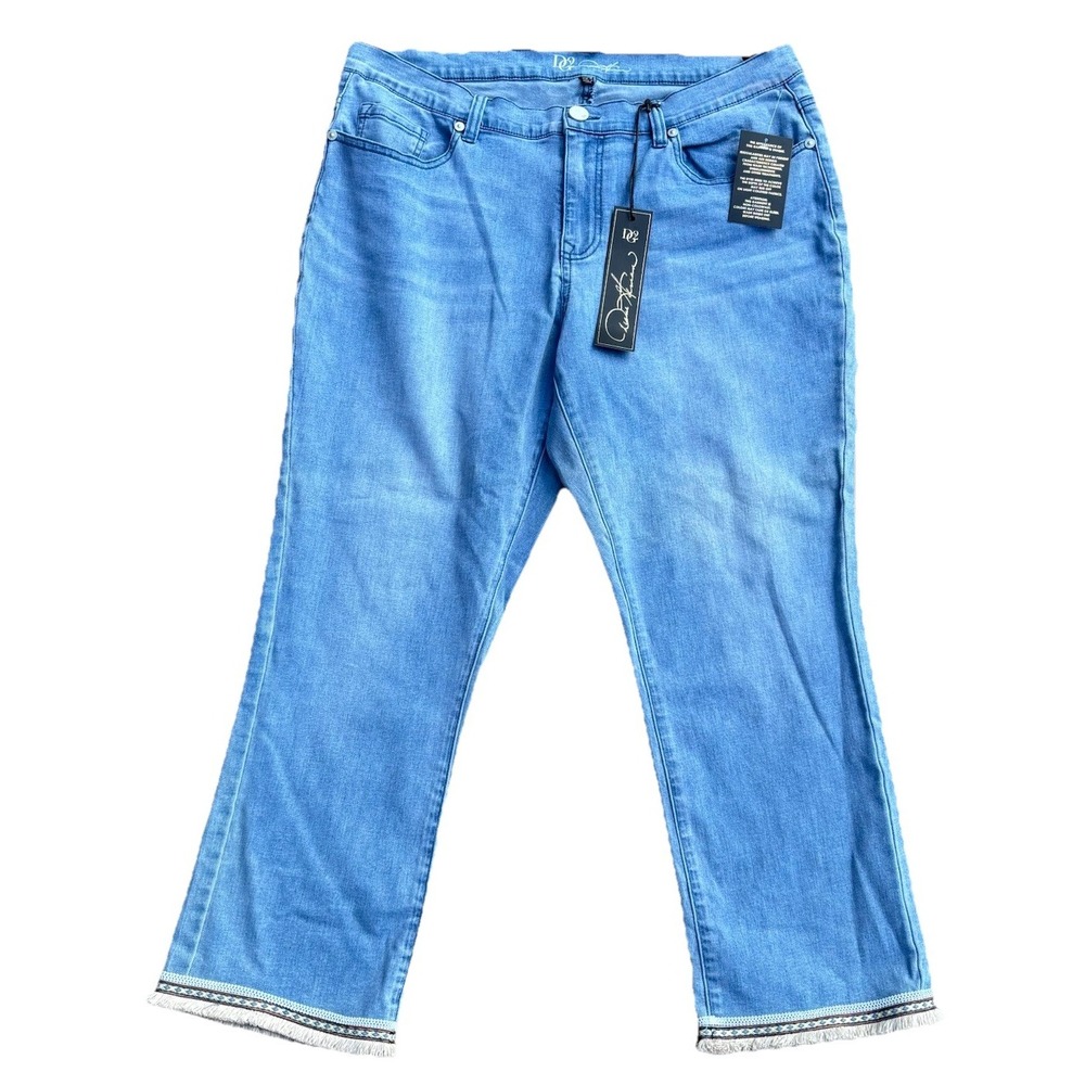 NWT DG2 Diane Gilman Size 16PW/38x26 High Rise Southwestern Fringed Hem Jeans - Picture 9 of 12